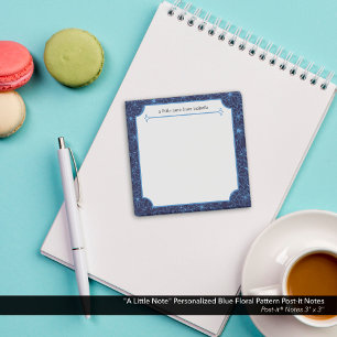 Post-it®  "Un petit mot" motif floral bleu personnalisé