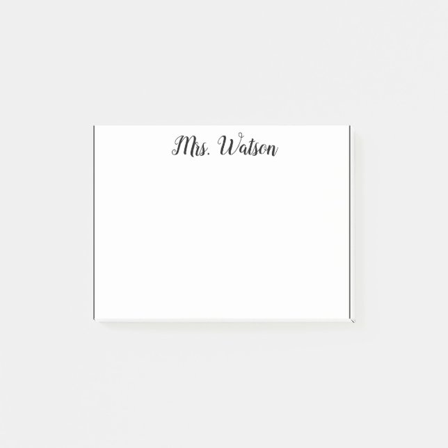 Post-it® une note d'ajouter nom de professeur simple bordur (Devant)