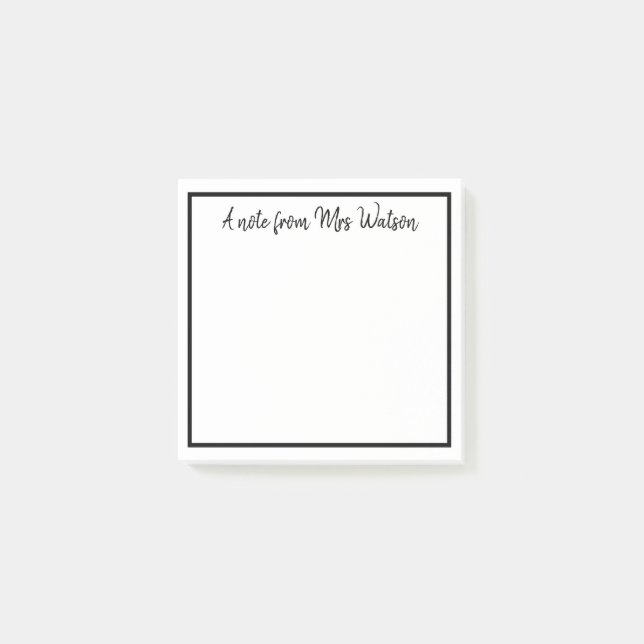 Post-it® une note d'ajouter nom de professeur simple bordur (Devant)