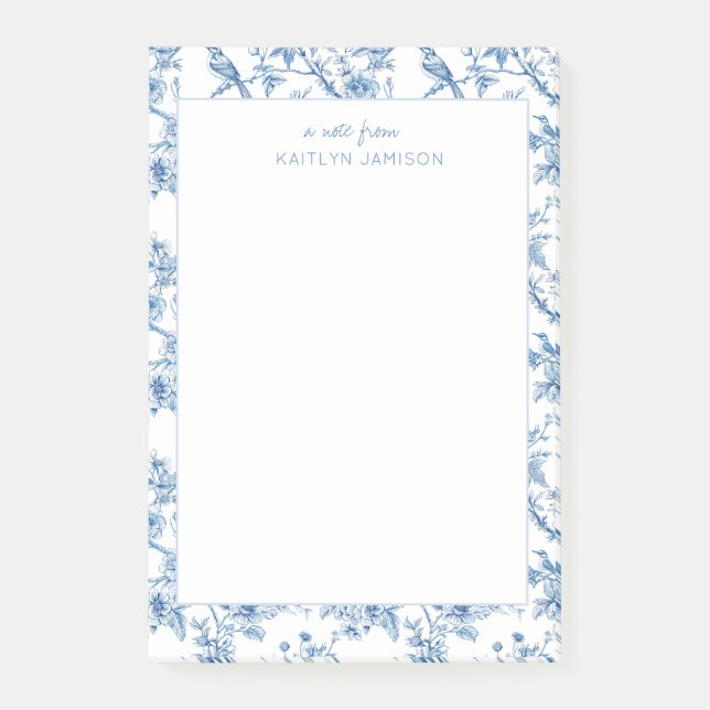 Post-it® Une note de | Note florale de chinoiserie bleue  (Devant)