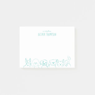 Post-it® Une note de Teal de l'animal de chien mignon Notes