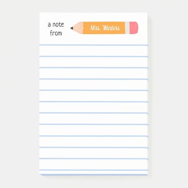 Post-it® Une note du crayon jaune... enseigne le cadeau (Devant)