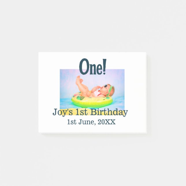Post-it® Une photo de premier anniversaire moderne ajouter  (Devant)