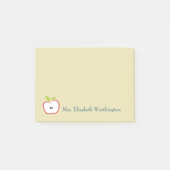 Post-it® Une pomme aux contours rouges et aux feuilles vert (Devant)