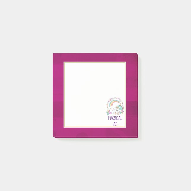 Post-it® Unicorn humoristique magique AF sur Motif rouge pi (Devant)