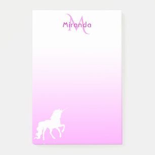 Post-it® Unicorn rose blanc nom monogramme