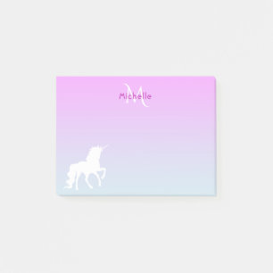 Post-it® Unicorn rose bleu monogrammed