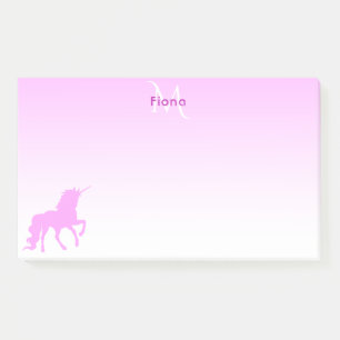 Post-it® Unicorne rose blanc nom monogramme