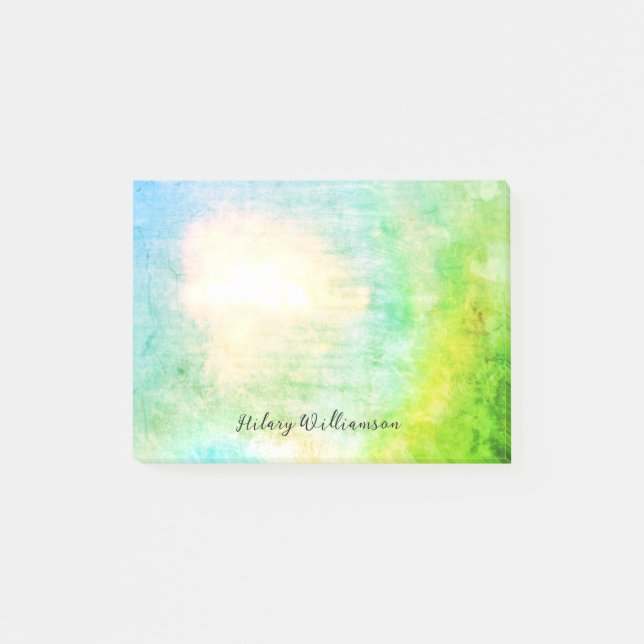 Post-it® Unique Grunge Abstrait Lime Green Nom personnalisé (Devant)