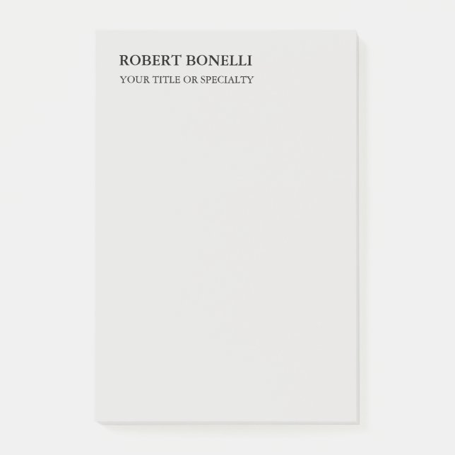 Post-it® Unique moderne Platinum Gris élégant minimaliste (Devant)