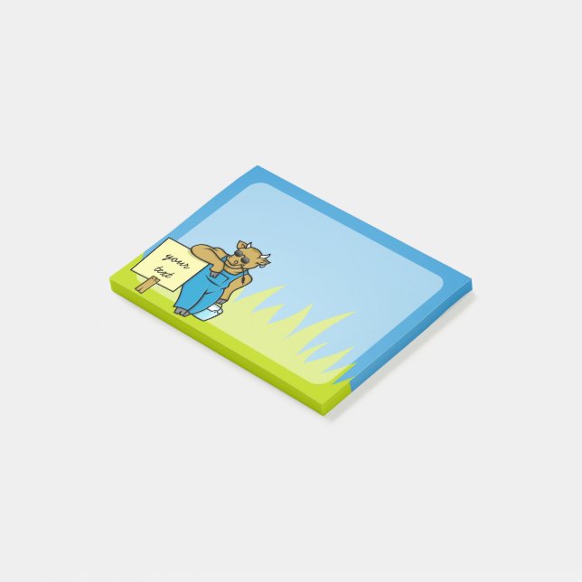 Post-it® Vache avec signe (Incliné)