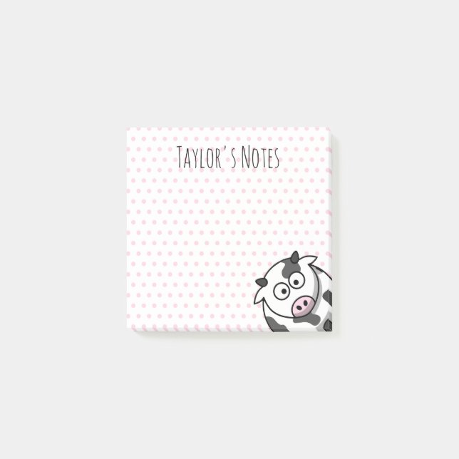 Post-it® Vache de dessin animé mignonne personnalisée (Devant)