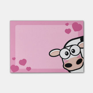 Post-it® Vache de rougissement mignonne avec des coeurs