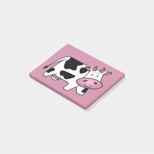 Post-it® Vache debout avec marguerites (Incliné)