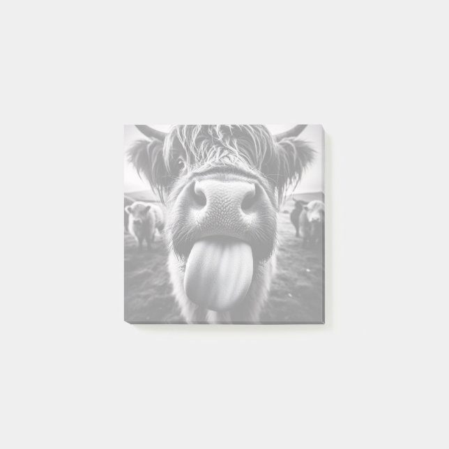 Post-it® Vache drôle noir et blanc (Devant)