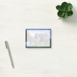 Post-it® Vache et veau au bord d'un lac tranquille à Rollin