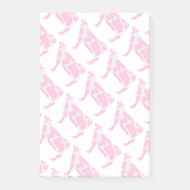 Post-it® Vache rose chaud et blanc Silhouette (Devant)