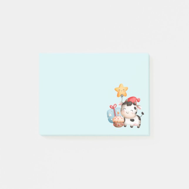 Post-it® Vache souriante mignonne adorable Anniversaire (Devant)