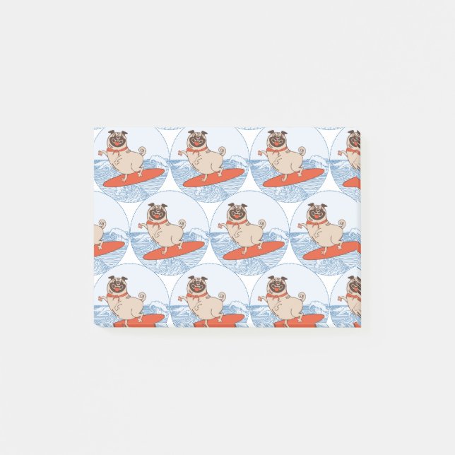 Post-it® Vague à cheval heureux chien de carlin sur la plan (Devant)