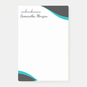 Post-it® Vagues bleues et noires élégantes personnalisables