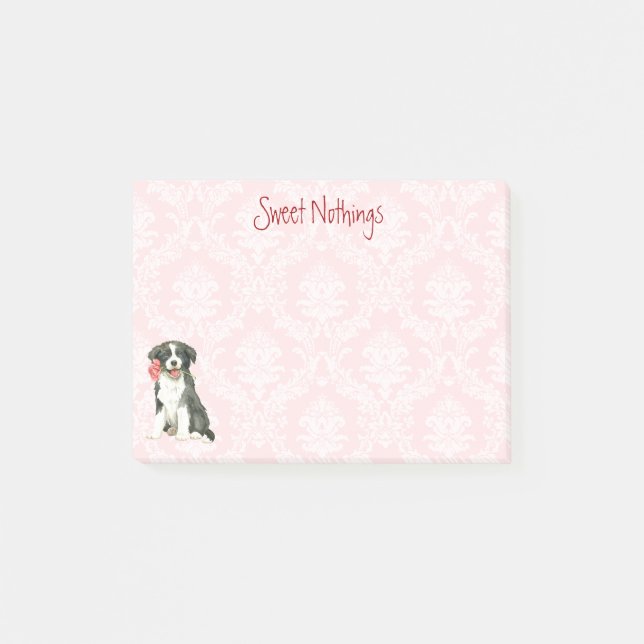 Post-it® Valentine border collie rose (Devant)