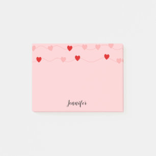 Post-it® Valentines Coeurs rouges roses sur cordes Personna