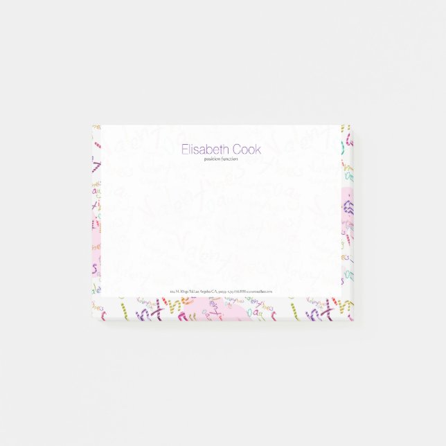 Post-it® Valentines Colorées Coeurs Et Motif De Texte (Devant)