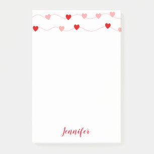 Post-it® Valentines de Coeurs Rose Et Rouge Personnalisées