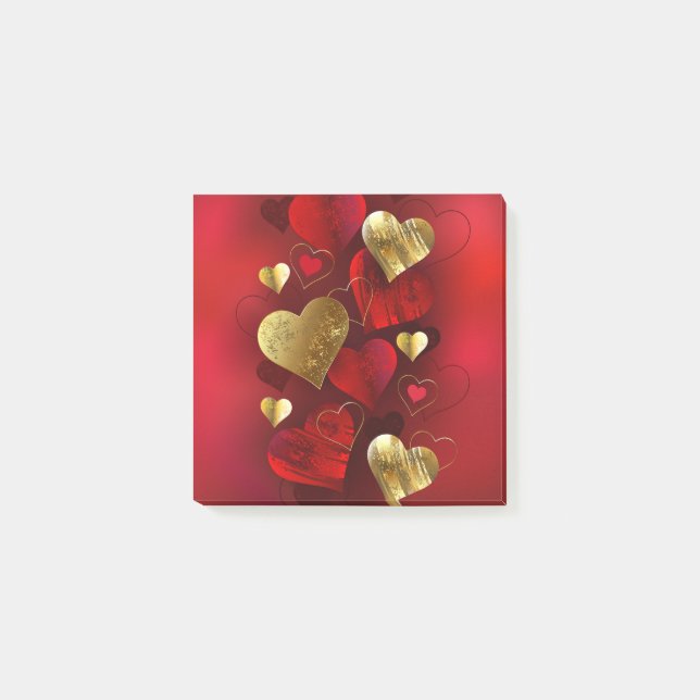 Post-it® Valentines dorées et rouges (Devant)