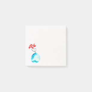 Post-it® Vase bleu Ikebana aquarelle