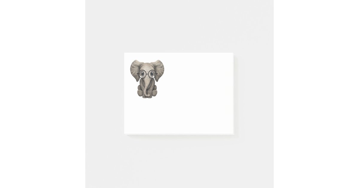 Post It Veau Mignon D Elephant De Bebe Avec Des Verres De Zazzle Fr