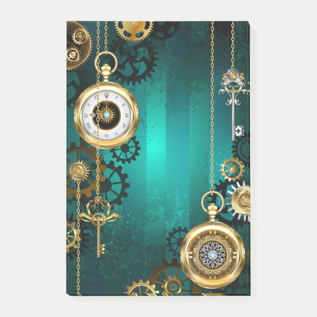 Post-it® Veille bijoux Steampunk sur un Arrière - plan vert (Devant)