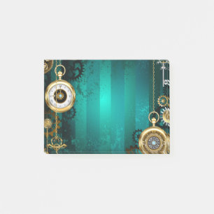 Post-it® Veille bijoux Steampunk sur un Arrière - plan vert