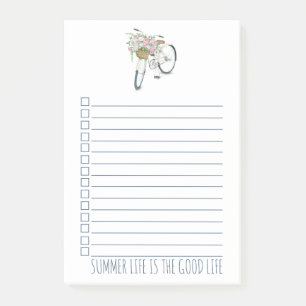 Post-it® Vélo avec panier de fleurs roses Vie d'été