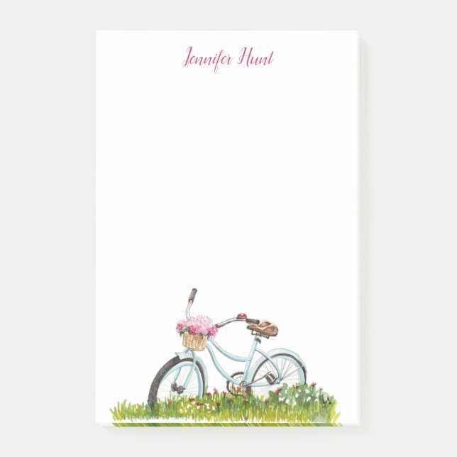 Post-it® Vélo personnalisé avec bloc-notes de fleurs (Devant)
