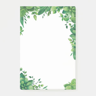 Post-it® Verdure aquarelle feuillage. Botanique verte