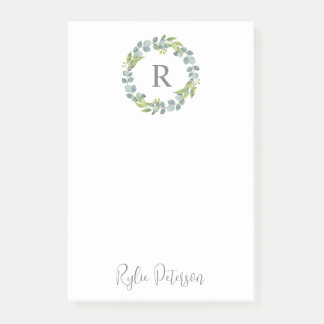 Post-it® Verdure Wreath personnalisé Monogramme post-it Not