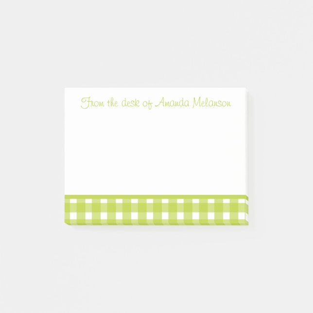 Post-it® Vérifications Carreaux Gingham Vert et Blanc (Devant)