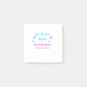 Post-it® Verre à vigne rose bleu enterrement de vie de jeun