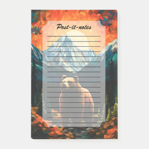 Post-it® Verre tendu Faune Montagne Ours couché de soleil