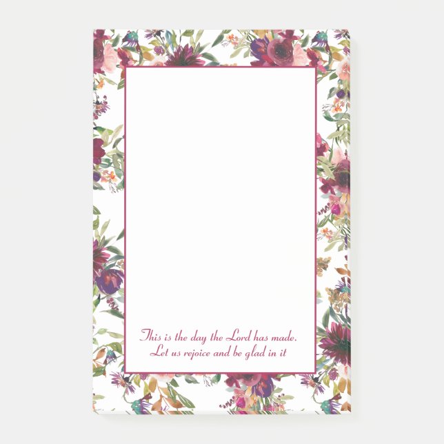 Post-it® Verset de la Bible florale rose Bourgogne (Devant)