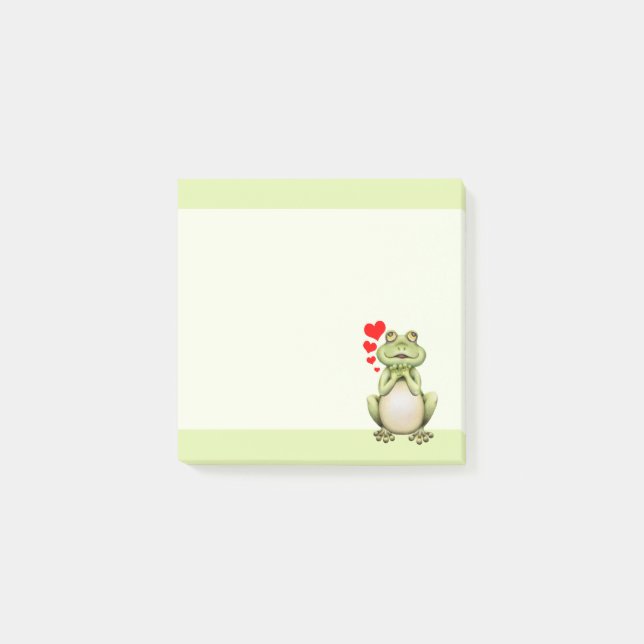 Post-it® Vert de dessin d'amour de grenouille (Devant)