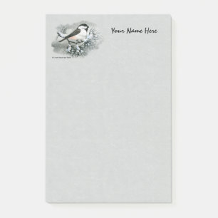 Post-it® Vert d'oiseau de Chickadee couvert par noir