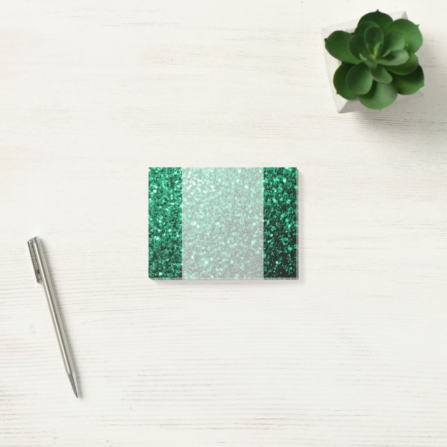 Post-it® Vert émeraude faux paillettes scintillent (Bureau)