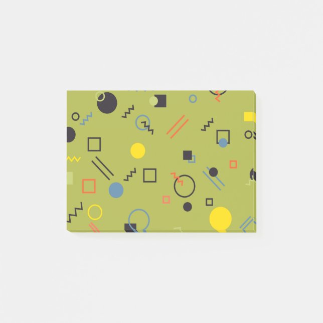 Post-it® Vert, moderne, cool, tendance, urbain, Memphis mot (Devant)