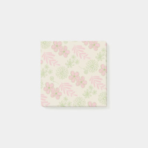 Post-it® Vert rose beige rétro Y2K les années 70 Fleur Moti