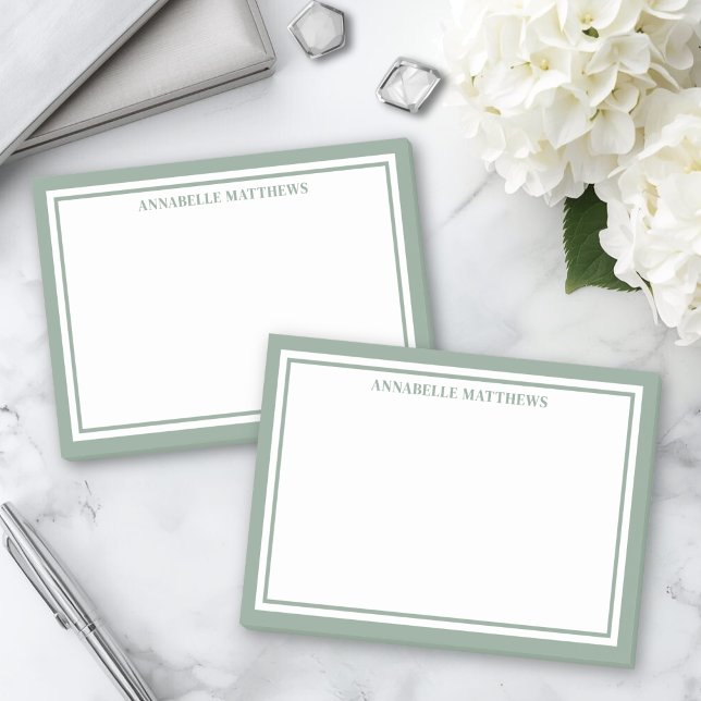 Post-it® Vert sauge minimaliste monogramme (Sage Green Minimalist Monogram Post-it Notes)