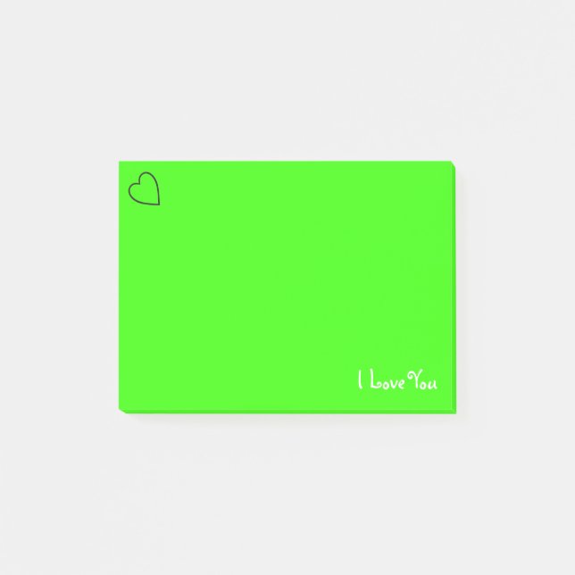 Post-it® Vert vibrant de la coutume je t'aime | (Devant)