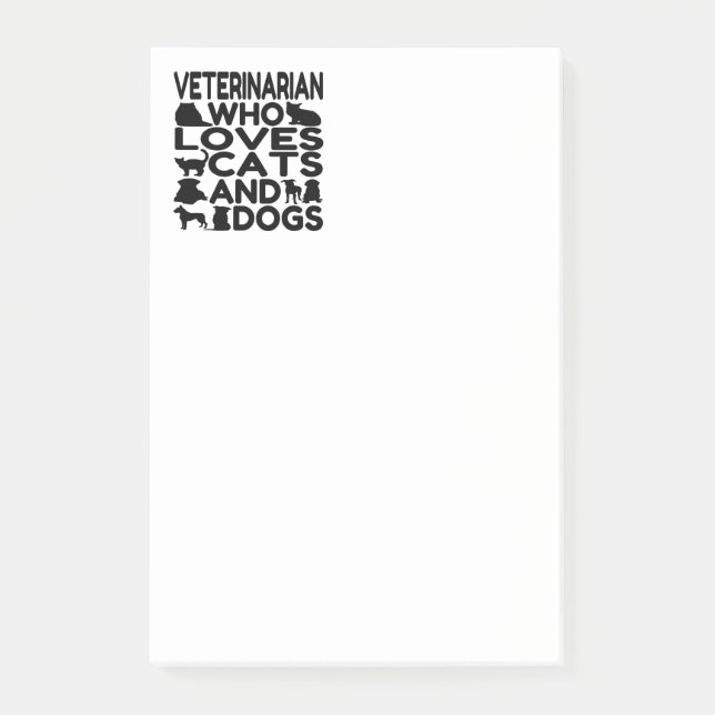 Post-it® Vétérinaire qui aime des chats et des chiens (Devant)