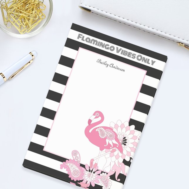 Post-it® Vibes de flamant rose uniquement rayures noires et (Créateur téléchargé)